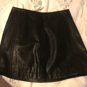 Free People Black Leather Skirt